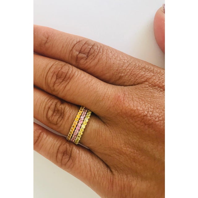 Early 21st Century 2.82 Carat Round Cut Sapphire 14 Karat Gold Stackable Bands, Size 7 For Sale - Image 5 of 7