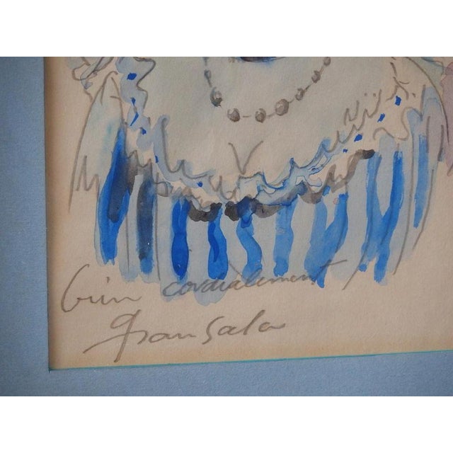 Emilio Grau Sala, Young Blonde Woman, Original Watercolour For Sale - Image 4 of 5