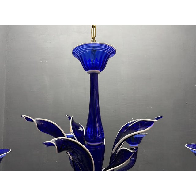 Vintage Blue and White Murano Chandelier, Italy, 1980s For Sale - Image 10 of 15