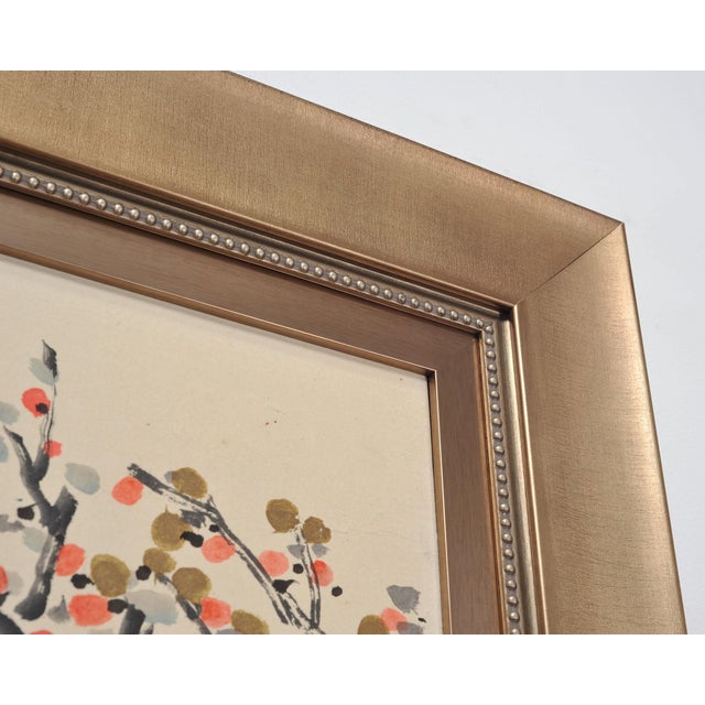 Wood Japanese Floral and Blossom Panorama Watercolor Painting 6 Ft For Sale - Image 7 of 18