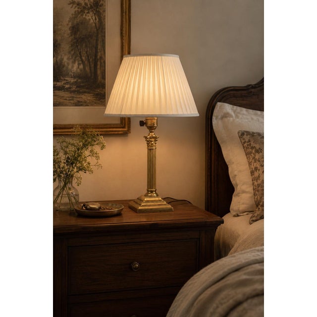 Vintage Patinated Brass Desk Lamp, 1950s, in Very Good conditions. Designed 1950 to 1959 European Plug (up to 250V).The...