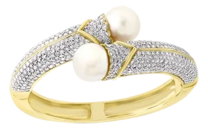 South Sea Pearl and 8 Carat Diamond Bangle in 18 Karat Yellow Gold Estate