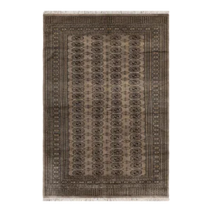 1990s 1990's Bohemian Tribal Bokhara Grey/Black Wool Rug (5'1 X 8'2)