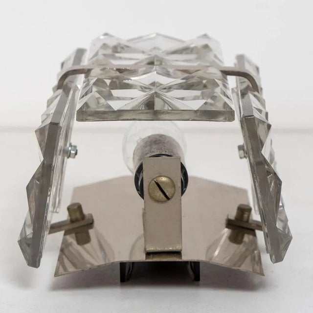 Vintage Square Crystal and Silver Chrome Sconce from Kinkeldey, 1970 For Sale - Image 9 of 12
