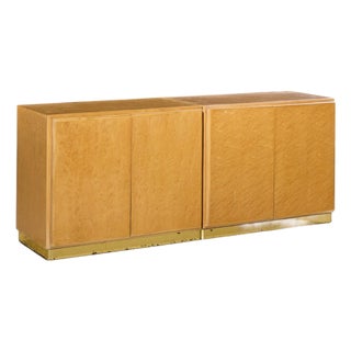 Milo Baughman for Thayer Coggin Mid Century Birdseye Maple and Brass Credenza For Sale