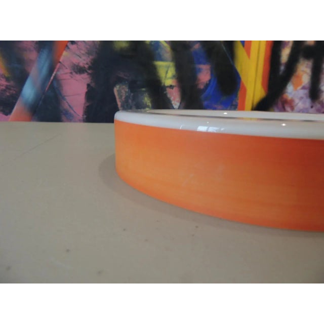 MCM White and Orange Round Decorative Dish/Catchall For Sale - Image 4 of 4