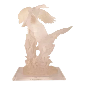 Modern Contemporary Carved Acrylic Geese in Flight Table Sculpture on Base
