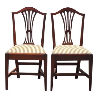 Pair of Mid 20th Century Mahogany English Dining Room Side Chairs, Newly Upholstered & Restored For Sale