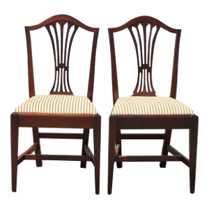Pair of Mid 20th Century Mahogany English Dining Room Side Chairs, Newly Upholstered & Restored
