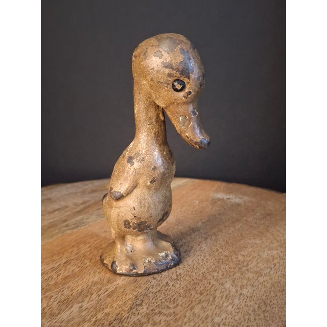 1920s Antique Cast Iron Standing Duck Paperweight Attributed to Hubley C. 1920s Original Paint For Sale - Image 5 of 14