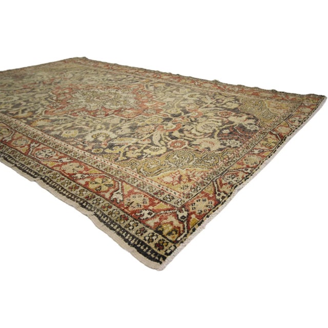 50245 Antique Turkish Sivas Rug, 04'03 x 06'06. With warm spice-tones and lovingly rustic appearance, this hand knotted...