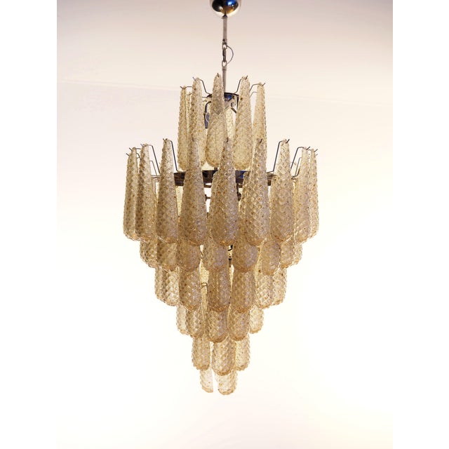 Glass Late 20th Century Huge Italian Murano Glass Chandelier – 85 Amber Drops, 7-Tier, Style For Sale - Image 7 of 10