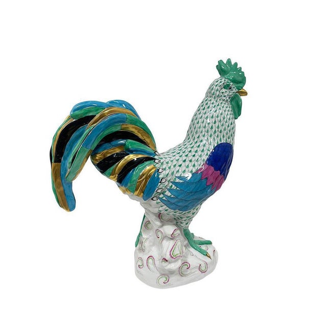 Herend Hungary porcelain animal figure of a large Rooster, 1960s This 40 cm tall Rooster is hand-painted with the Vieux...