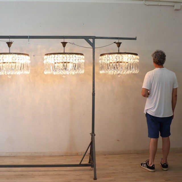 Chandeliers with Large Crystal Drops, Set of 3 For Sale - Image 3 of 18