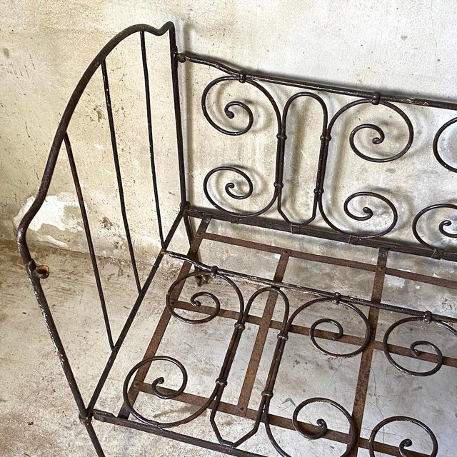 Vintage Wrought Iron Bench, 1950s For Sale - Image 3 of 9