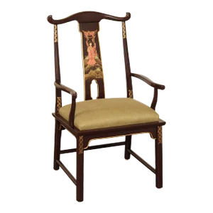 1980s Traditional Asian Style Yoke Back Dining Armchair