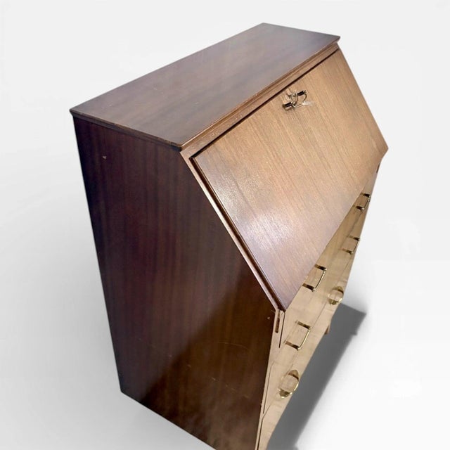Brown Mid-Century Sutcliffe of Todmorden Walnut Bureau Writing Desk, 1960s For Sale - Image 8 of 11