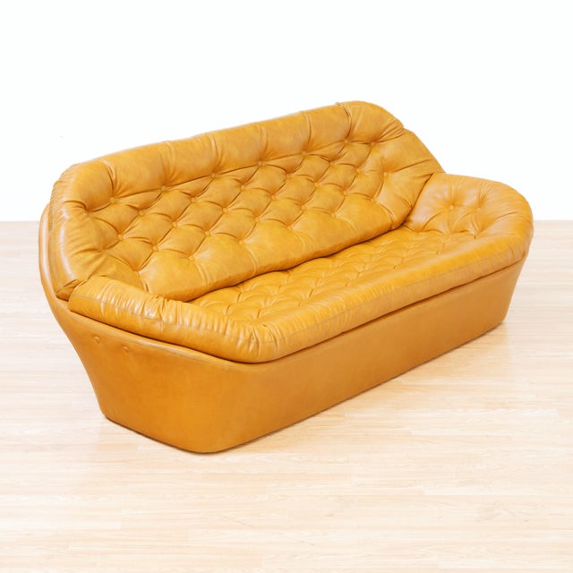 Sculptural 1970s Tufted Camel Lounge Chair & Sofa Set For Sale - Image 13 of 18