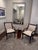 Pair of Custom Dark Wood Scroll Arm Accent Chairs – Greek Key Upholstery For Sale - Image 4 of 9