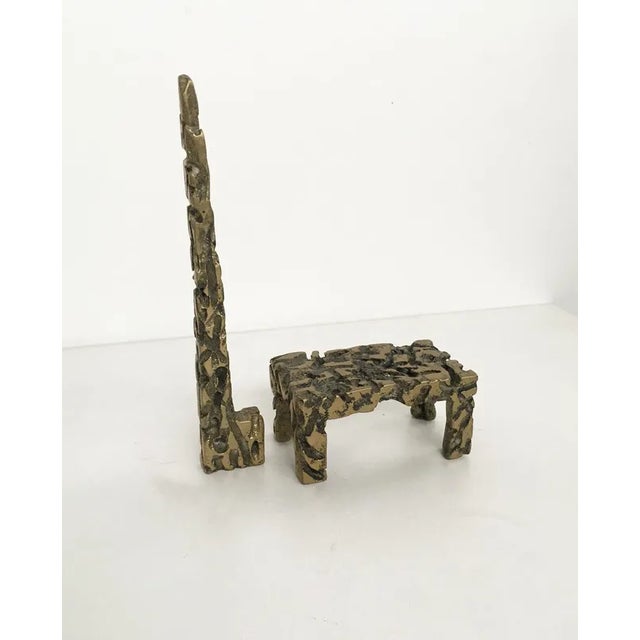 Metal Urano Palma, Italian Abstract Chair & Table Sculptures, 1980, Bronzes, Set of 2 For Sale - Image 7 of 11