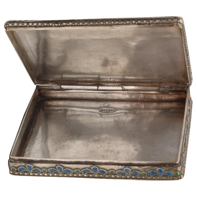 Metal Antique Greek Civil War Pure Silver Cloisonne Case Engraved Athens Army Day 1946 For Sale - Image 7 of 11