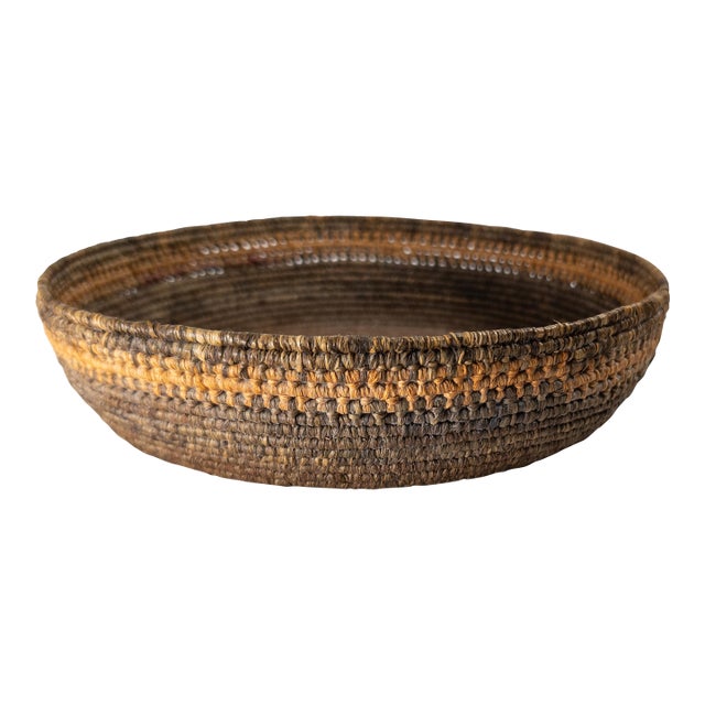 Early 20th Century Southwest Native American Indian Coiled Basket, Pima or Papago For Sale