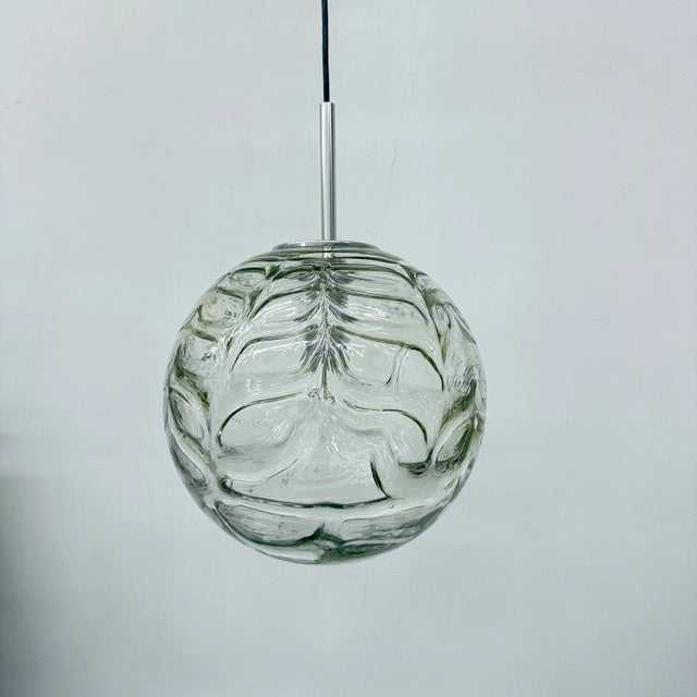 Vintage Glass Hanging Lamp from Doria Leuchten, 1970s, in Good conditions. Designed 1970 to 1979 Up to 250V (Europe/UK...