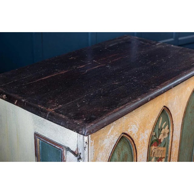 Wood 19th Century English Decorative Painted Chapel Cupboard For Sale - Image 7 of 12