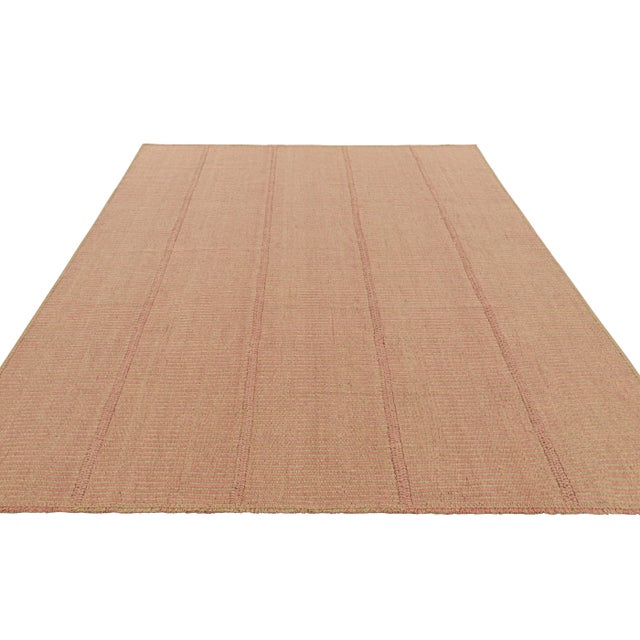 2010s Rug & Kilim’s Contemporary Kilim in Pink and Beige Textural Stripes For Sale - Image 5 of 7