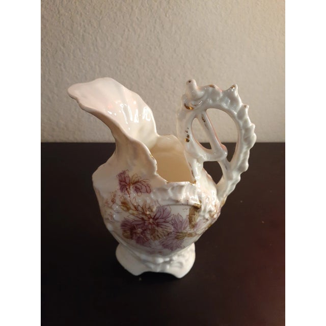 1950s 1950s Victorian Porcelain Floral Ewer For Sale - Image 5 of 6