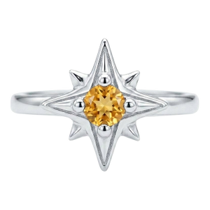 Natural Citrine Compass Ring, Northen Star Bust Ring Us 7