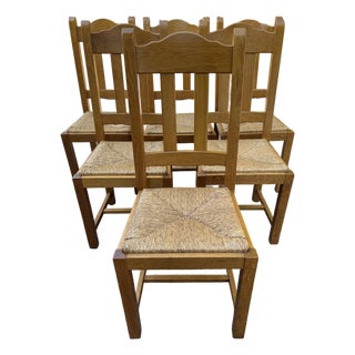 Vintage French Country Rush Seat Dining Chairs - Set of 6 For Sale