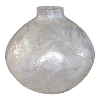 Vintage Capiz Shell Bulbous Vase For Sale