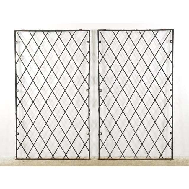 Pair of Reclaimed Industrial Wrought Iron Security Panels 36.75 X 64.375 In. For Sale - Image 9 of 9