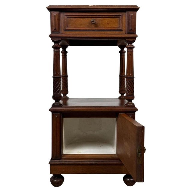 19th Century French Walnut Cabinet with Marble Top For Sale - Image 10 of 13