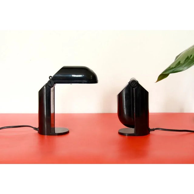 Bauhaus Postmodern Italian Black Wall Lamps, 1980s, Set of 2 For Sale - Image 3 of 13
