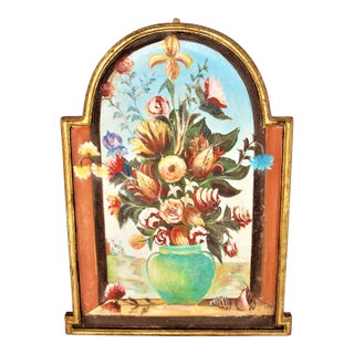 Hand Painted Floral Wood Panel Made in Italy for Neiman Marcus For Sale