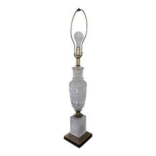 1970s Hollywood Regency Cut Glass and Cast Brass Table Lamp by L&l WMC - Mold 5229 For Sale