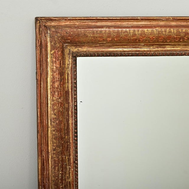 French 19th Century Patinated Gold Gilt Mantel Mirror For Sale - Image 4 of 9