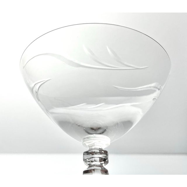1950s Tiffin Franciscan “Surf” Set of 3 Coupe Champagne Glasses For Sale - Image 5 of 6