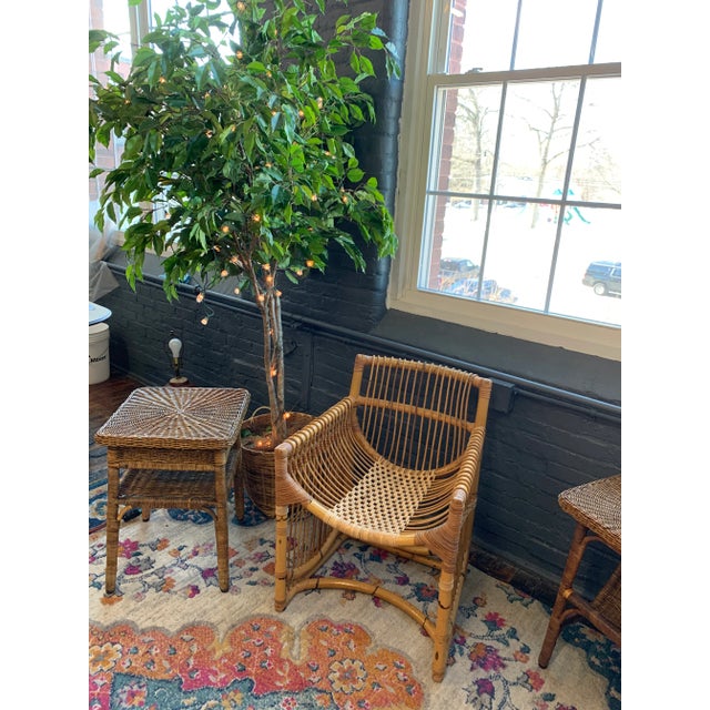 1960s Vintage Bamboo Chair With Curved Seat For Sale - Image 11 of 12