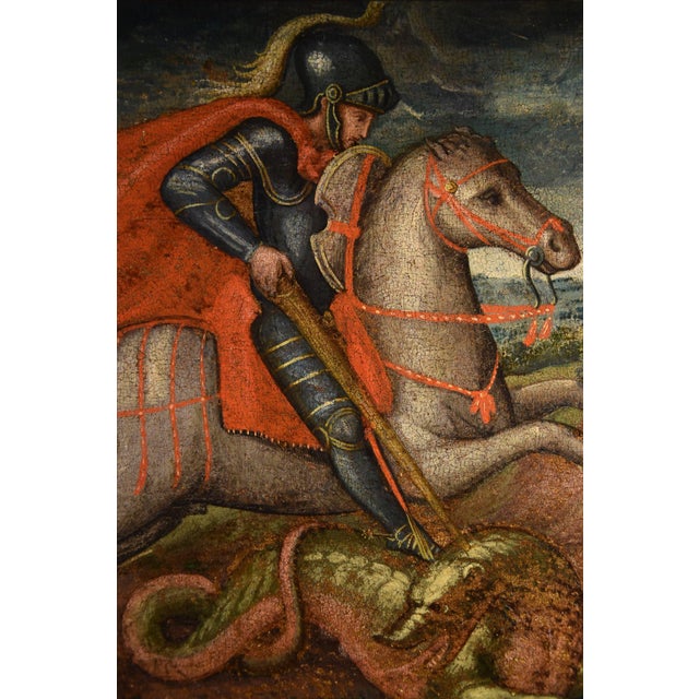 Alessio Baldovinetti Cerchia, Saint George and the Dragon, 1490, Oil on Panel, Framed For Sale - Image 9 of 14