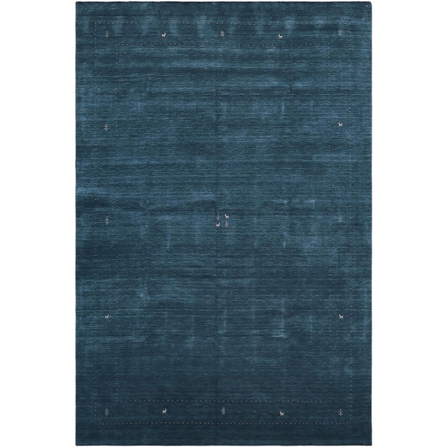 Modern Gabbeh Blue/Ivory Wool Rug - 9'9'' X 13'9'' For Sale - Image 9 of 10