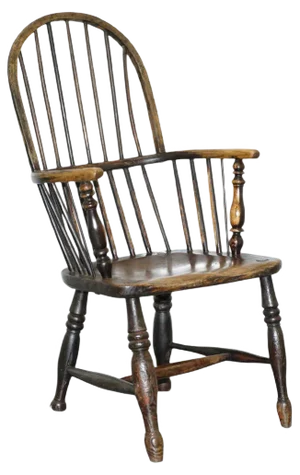 Early 19th Century Hoop Back Windsor Armchair with Worn Paint, West Country, England