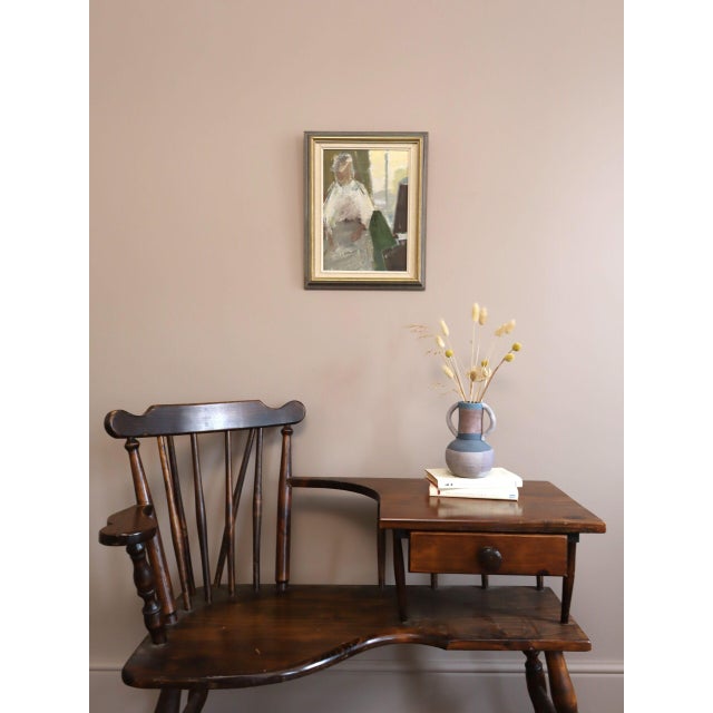 Mid-Century Modern 1961 Mid-Century Modern 'The Window Seat' Vintage Original Swedish Expressive Figurative Portrait Oil Painting, Framed For Sale - Image 3 of 12