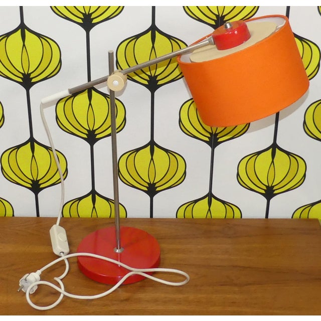 Orange Red Table Lamp, 1970s For Sale - Image 5 of 14