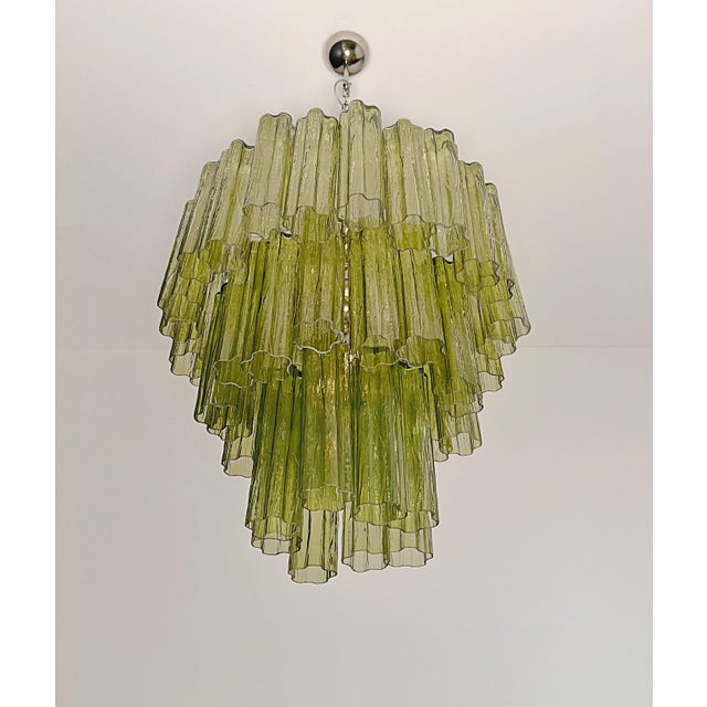 Mid-Century Modern Murano Glass Three-Tier Tube Chandelier, 1990s For Sale - Image 9 of 15