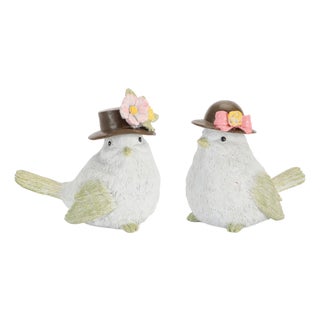 Bird with Floral Hat Figurine (Set of 2) For Sale