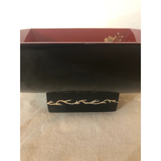 Bombay Co. Black and Red Lacquered Dogwood Pattern Bowl For Sale - Image 4 of 7