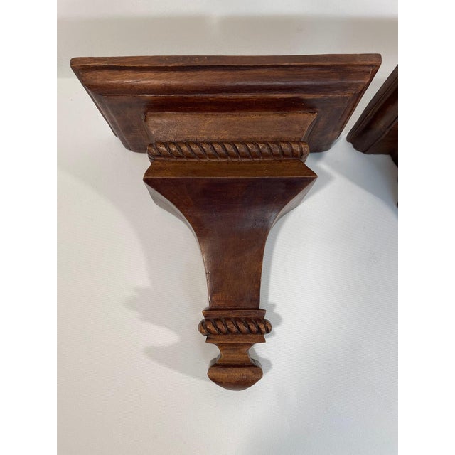 Mid 20th Century Mid 20th Century Neoclassical Style Wood Corbels Wall Shelf Brackets - A Pair For Sale - Image 5 of 18
